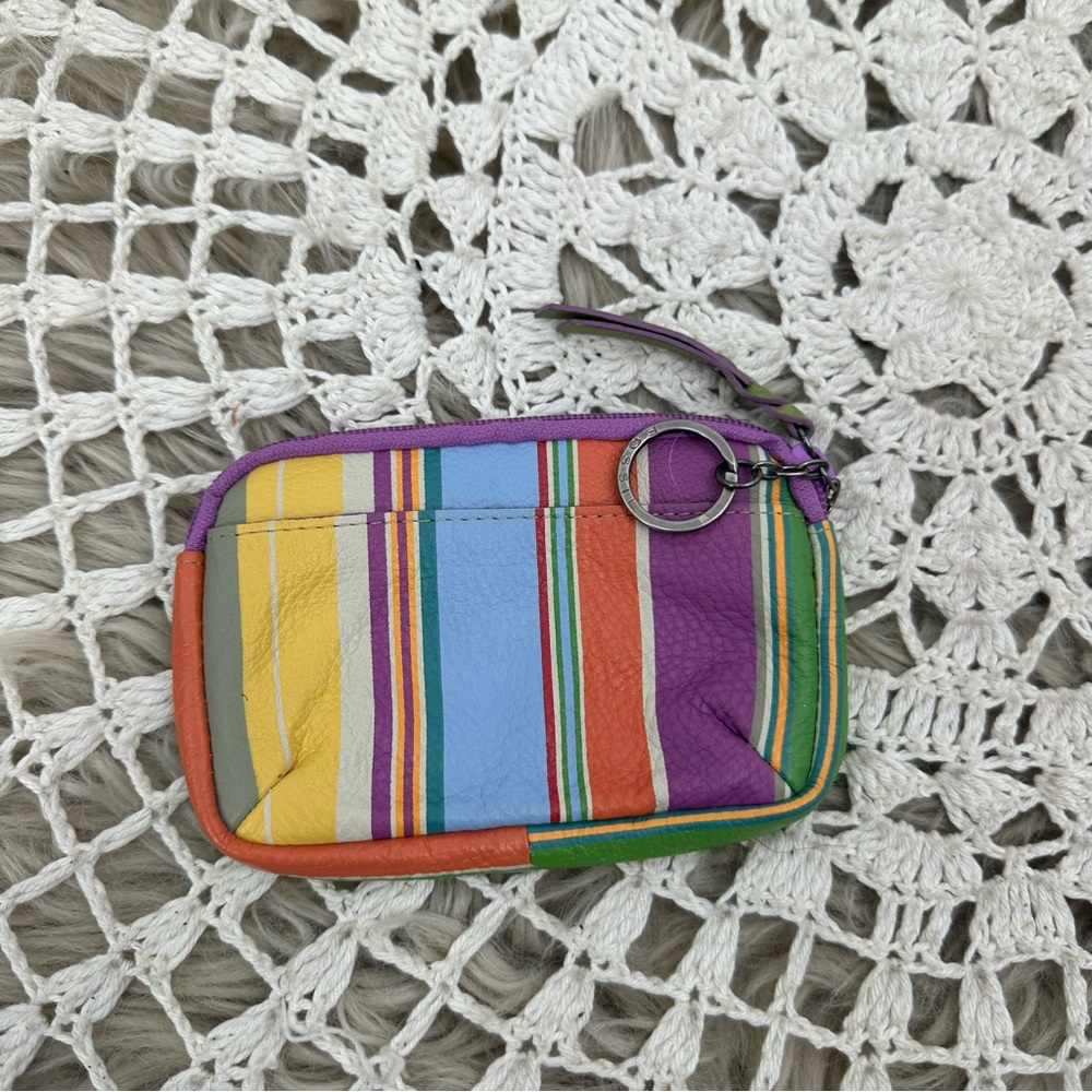Fossil Colorful Stripe Keychain Wallet Boho Weste… - image 4